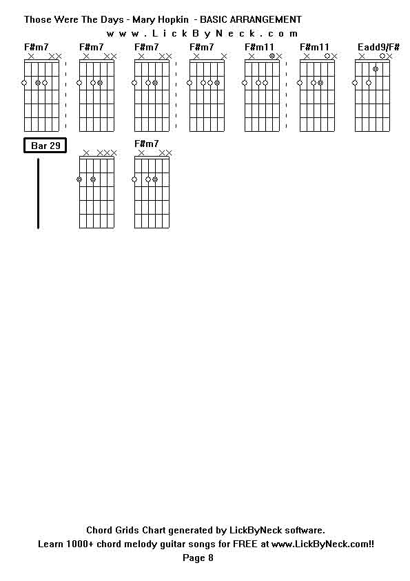 Chord Grids Chart of chord melody fingerstyle guitar song-Those Were The Days - Mary Hopkin  - BASIC ARRANGEMENT,generated by LickByNeck software.